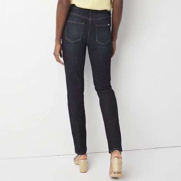 WHITE HOUSE BLACK MARKET The Slim High Rise Jeans Dark Blue Denim Size 6 - Picture 2 of 8